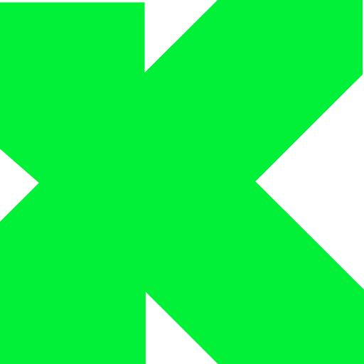 Das Favicon zeigt einen stilisierten Buchstaben K in leuchtendem Grün auf einem einfachen weißen Hintergrund, ideal für Webseiten-Icons.